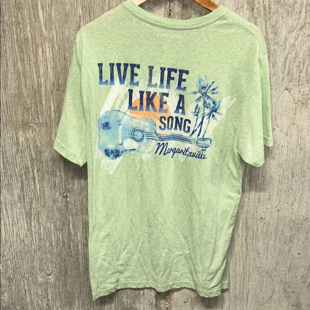Margaritaville Live Life Like A Song Light Green Short Sleeve‎ Tee - M - Picture 2 of 5